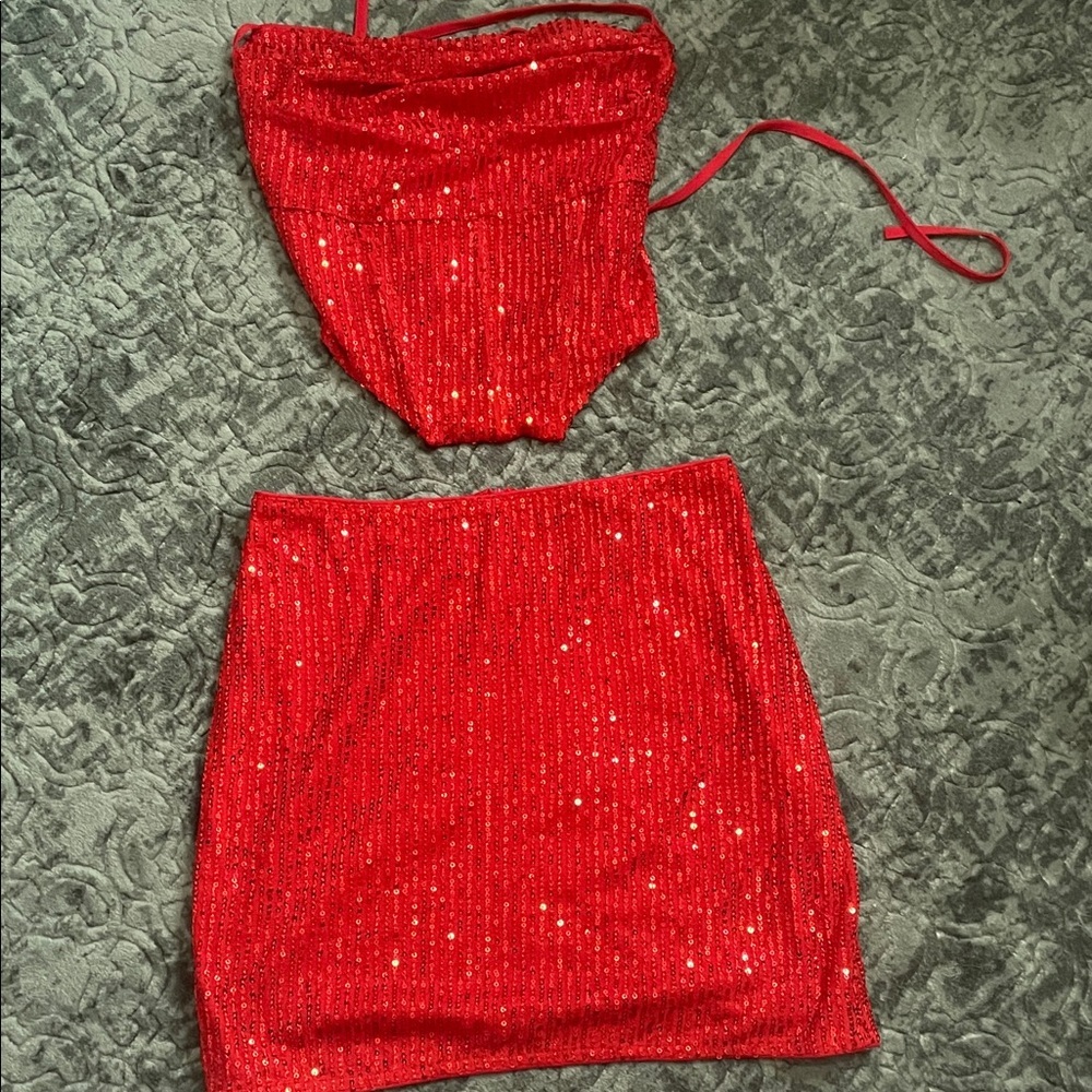Cider Sparkling Red Skirt Set